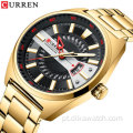 2021 CURREN 8403 Relógios masculinos de quartzo luxuosos relógios de pulso com pulseira de aço inoxidável luminosa de design criativo dourado para homens